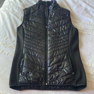 Women's Black Shiny Quilted Vest